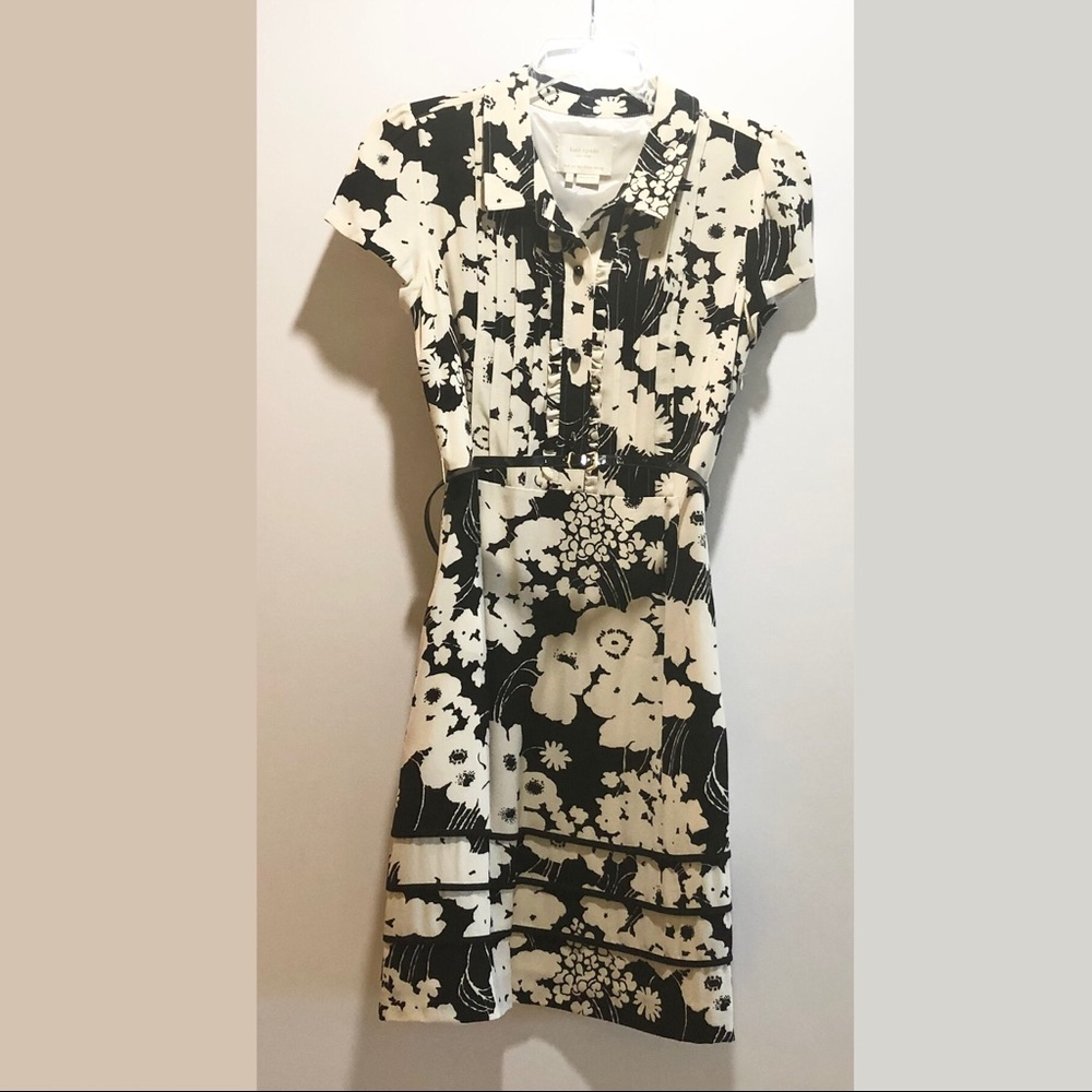 **SILK** BNWOT KATE SPADE BLACK & WHITE FLORAL SILK DRESS